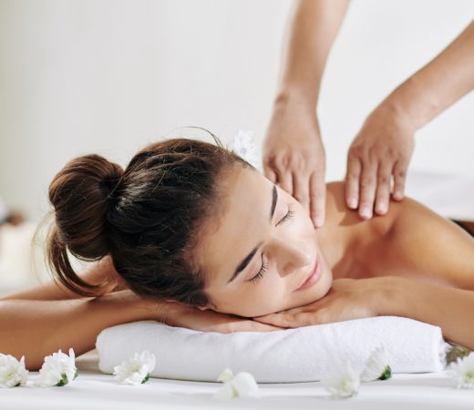 Woman getting back massage